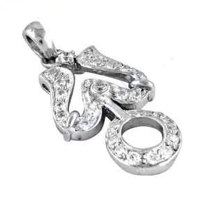 Pendentif Om en argent 925 plaqué rhodium, design symbole Om, élégant et sacré, bijou cadeau pour femme - Product Image 2
