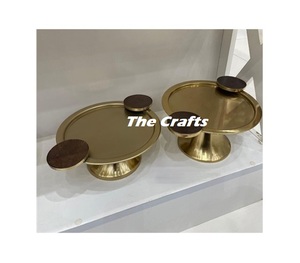 Prime Quality Cake Serving Stand In Aluminium Gold Color Cake Stand With Wooden Handles For Kitchenware Use - Product Image 6