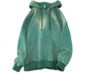 Sweat-shirt à capuche vintage avec logo personnalisé pour hommes, pull graphique, teint uni, 100% coton, polaire - Product Image 3