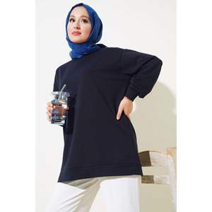 Tunique unie à deux fils Bleu Marine - Product Image 4