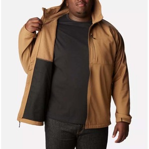 Vêtements en gros, veste softshell décontractée imperméable en toile enduite pour homme, prix bas, service OEM, fermeture éclair - Product Image 4