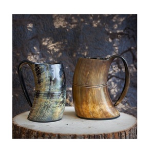 Corne à bière médiévale viking écologique faite à la main, style gris amour, artisanat naturel, corne à boire pour vin, miel, bière - Product Image 4