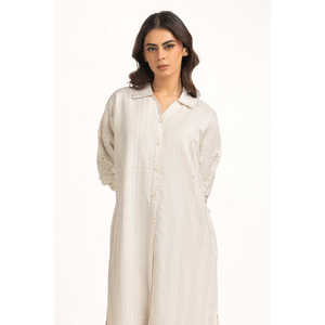 Robe Courte en Coton Crocheté Coupe Droite 100% Coton avec Volants pour le Quotidien Printemps WM-DRS-SS25-214 - Product Image 2