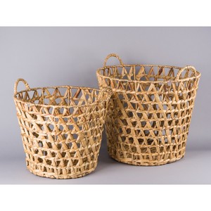 Handmade Water Hyacinth Storage <b>Basket</b> Open Weave Woven Organizer with Handles Natural Laundry <b>Basket</b> for Home Decoration - Product Image 6