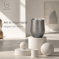 Gobelet isotherme minimaliste en acier inoxydable de 12 oz en forme de U - Tasse élégante et fine - Mug ergonomique isolé pour le bureau et les voyages