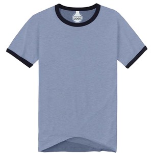 Venta al por mayor de algodón de manga corta con cuello redondo Camiseta Ringer para hombre Camiseta de manga corta con cuello redondo suave ajustado Ringer camisetas - Product Image 6
