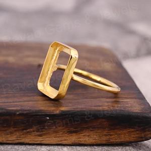 Handmade 925 Sterling Silver 14K/18K Gold Plated 10x12mm Rectangle Octagon Open Bezel Semi Mount Blank Gemstone Jewelry Findings - Product Image 5