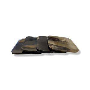 Sous-verres élégants en corne de boeuf résistants à l'eau Sous-verres uniques en corne de buffle naturelle pour la protection de la table Accepter la personnalisation - Product Image 1