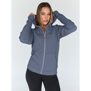 Sudaderas con capucha para mujer, Sudadera con capucha personalizada de Hip Hop y cremallera, Jersey de manga larga, Sudadera elegante de moda de Color sólido para ropa informal - Product Image 6