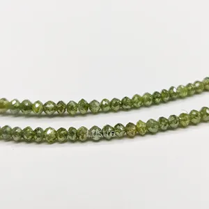Fancy Dark Green Diamond Faceted Rondelle Beads 1.8 - 2.4 mm AAA+ Top Quality Fancy Color Diamond Jewelry Making Beads Strands