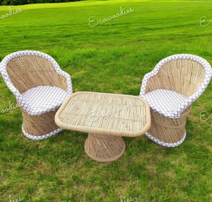 Premium Quality Modern <b>Bamboo</b> Chairs With <b>Table</b> Comfortable Handmade Chair Set For Living Room Garden Outdoor Restaurant - Product Image 5