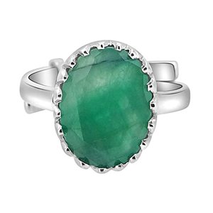 NOVAMART Fine Arihant Gems Jewels 925 <b>Silver</b> <b>Adjustable</b> <b>Ring</b> 3.25/4.25/5.25/6.25/7.25/8.25/9.25/10.25/11.25 Ratti Emerald/Panna - Product Image 1