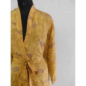 ชุดคลุมกิโมโนผ้าไหมเครปทำมือสำหรับผู้หญิงเสื้อคลุมอาบน้ำส่งออกในฤดูร้อน - Product Image 5