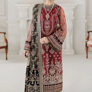 Última Colección de Vestidos de Chifón de 3 Piezas de la Mejor Calidad para Bodas y Fiestas de Novia Pakistaníes, Salwar Kameez para Mujer, para Todas las Temporadas, Envío Rápido - Product Image 1