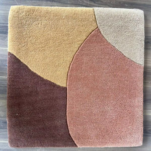 Tapis d'intérieur en laine tufté à la main, écologique, antibactérien, adapté aux animaux domestiques, moderne, abstrait, blocs de couleur, extra épais, multicolore - Product Image 1