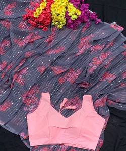 Sari de nouvelle génération, classique et de créateur, pour mariage ou tenue de cérémonie quotidienne, avec chemisier, meilleur prix chez le grossiste de vêtements de Surat, Gujarat - Product Image 6