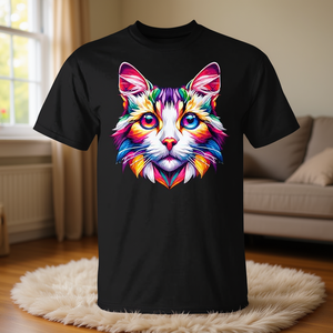 T-shirt con gatto arcobaleno vivace per gli amanti dei gatti, design per gli appassionati di gattini - Product Image 3