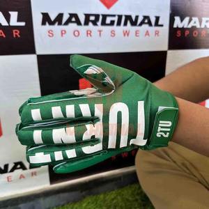 High Quality Custom Logo Design American Football Receiver Gloves Hand Grip Anti-Slip Full Finger Men Leather Silicone - Product Image 4