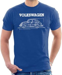 T-shirt blanc à manches courtes pour homme Old Bugs Never Die avec imprimé voiture classique, coupe classique, style décontracté, col rond, jersey de coton - Product Image 3