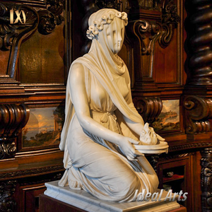 Sculpture de <span class=keywords><strong>statue</strong></span> en <span class=keywords><strong>marbre</strong></span> de <span class=keywords><strong>femme</strong></span> <span class=keywords><strong>voilée</strong></span> grandeur nature décorative de jardin classique sculptée à la main - Product Image 1