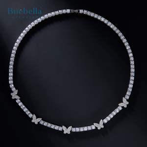 Hot Selling 925 Silver 14K White Gold Plated 5mm Moissanite <b>Diamond</b> Butterfly Tennis <b>Chain</b> for <b>Men</b> Premium Quality Necklaces - Product Image 6