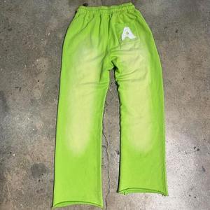 Personnalisé 400 GSM Hommes Français Terry Jogger Pantalon De Survêtement Strass Soleil Délavé Acide Lavage En Détresse Broderie Empilé Pantalon Évasé - Product Image 2