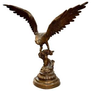 Decorazione per la casa moderna personalizzata in metallo scultura aquila reale ornamento bronzo rame bronzo ottone uccello Figurine in metallo artigianato - Product Image 3