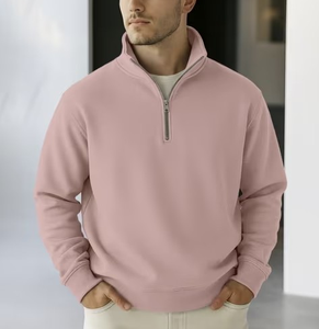 OEM Custom Logo Personalized 1/4 <b>Zip</b> Sweatshirt for Men Cotton/Polyester Blend Fleece Regular Fit Pullover Quarter Half <b>Zip</b> - Product Image 5