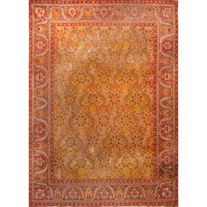 Tapis en laine noués à la main Aalam, motifs floraux et abstraits rouges et oranges, rectangulaires 9x12 pour salon et chambre à coucher - Pae-5531 - Product Image 1