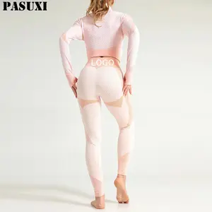 PASUXI Schlussverkauf Damen langärmliger Sportanzug Fitness-Sets Leggins individuelle Eigenmarke Fitness Damen-Yoga-Bekleidung