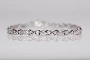 สร้อยข้อมือเทนนิสประดับเพชรธรรมชาติสีทอง18K 1990วงวินเทจ - Product Image 2