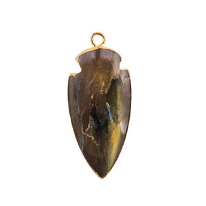 Finding-colgante de punta de flecha labradorita Natural, suministro de joyería, conector chapado en oro, una sola bola, abalorio, Diy - Product Image 4