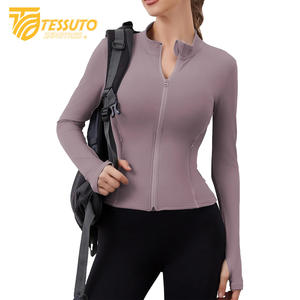 Women's Lightweight Long Sleeve UPF 50+ Hoodie Breathable Full Zip Winter Workout Sun Protection with <b>Stand</b> Collar - Product Image 4