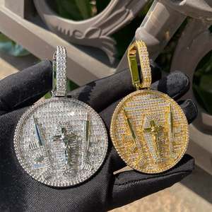 Iced Out Baguette Cut Moissanite Diamond Jesus Gun <b>Pendant</b> Hip Hop Jewelry <b>Necklace</b> Trendy Fashion Accessory For <b>Men</b> & Women - Product Image 3