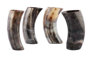 Verre à liqueur en corne naturelle de qualité export, design antique, artisanal, pour boire de l'agate d'ours, coupe en corne pour bar, en provenance d'Inde. - Product Image 2