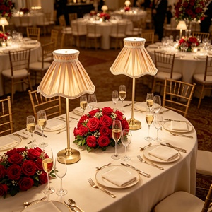 Lampe de table LED avec batterie 5200mAh, hauteur 70cm, abat-jour en tissu champagne, lampe à intensité variable tactile pour mariage, banquet, fête - Product Image 2