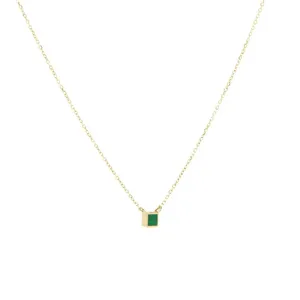 Collier en Or 14K et Argent 925 avec Perle d'Eau Douce, Turquoise, Malachite, Sertissage Géométrique, Plaqué Rhodium, Type Religieux Orthodoxe - Product Image 2