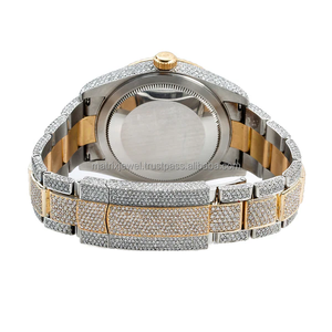 Round Shape Stainless Steel Two Tone VVS Quality Yellow Gold Trending Hip Hop Iced Out CVD Diamond Export Quality Manufacturer - Product Image 2