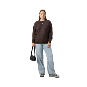 Sudadera con Capucha para Mujer, Estilo Lavado Ácido, Felpa, Cuello Redondo, Manga Larga, Gruesa, Desgastada, 100% Algodón - Product Image 2
