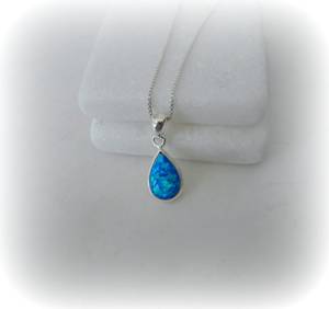 Designer Blue <b>Opal</b> <b>Necklace</b> Sterling Silver Pendant Handmade Gemstone Jewelry Beautiful October Birthstone <b>Necklace</b> Gift - Product Image 6