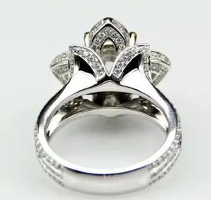 แหวนหมั้นเพชร IGI สำหรับงานแต่งงานของขวัญงานหมั้นหมายดอกบัวสีเงิน925ดีไซน์ดอกไม้ - Product Image 3