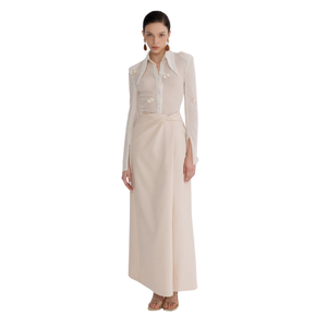 Prix d'usine Jupes pour femmes Ensembles de jupes noires et beiges Jupe torsadée Norah Ensemble pour femmes en tissu écologique Marque blanche - Product Image 1