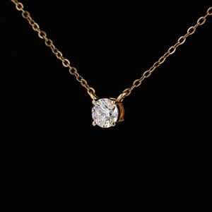 Colgante de laboratorio de diamante cultivado en laboratorio redondo Certificado de Oro de 14 quilates, colgante para declaración de mujer, regalo de aniversario para ella. - Product Image 2