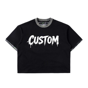 T-shirt streetwear pour homme Glory Custom, 100% coton, poids lourd 260 GSM, design patchwork surdimensionné imprimé - Product Image 1