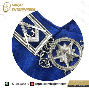 Brújula y cuadrado chapados en plata al por mayor con cuello de cadena masónico G para tela de algodón Blue Lodge Master Mason Regalia - Product Image 3