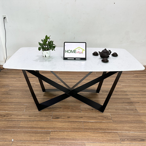 Rectangular <b>Dining</b> <b>Table</b> 140/160x80cm BA68117 with Sintered Stone Top and Powder-Coated Iron Legs Assembled Dinning <b>Table</b> - Product Image 3