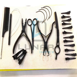 Kit de herramientas de extensión de cabello personalizado negro mate con múltiples accesorios para el cabello y etiquetado de marca de logotipo personalizado disponible - Product Image 1