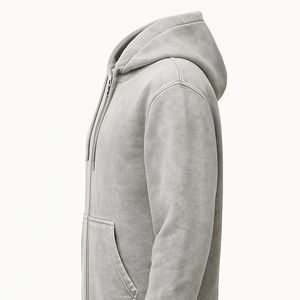 Fabricantes de ropa de aduana Capucha de doble capa Lavado ácido Sudaderas con cremallera desgastadas Hombres - Product Image 6