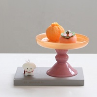 Vase en verre soufflé à la main Bixuan, moderne, rose, à bord festonné, avec piédestal pêche, pour fleurs, desserts, mariage