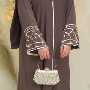 2025 Wholesale Arabic Style Women's Abaya Beaded Polyester Muslim Clothing Middle East Targeted Full Sleeve All Seasons Pakistan - Product Image 6